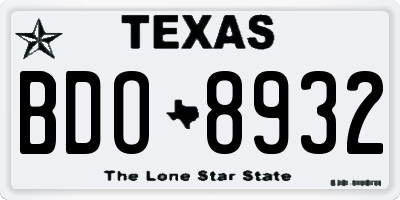 TX license plate BDO8932