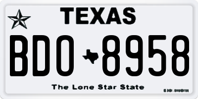 TX license plate BDO8958