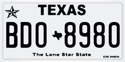 TX license plate BDO8980