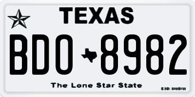 TX license plate BDO8982