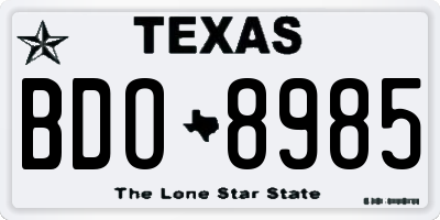 TX license plate BDO8985