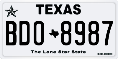 TX license plate BDO8987