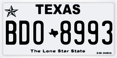 TX license plate BDO8993
