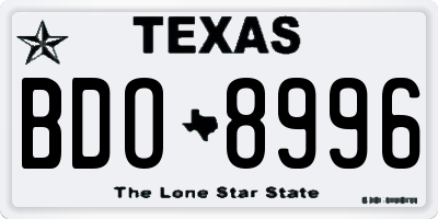 TX license plate BDO8996