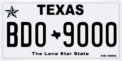 TX license plate BDO9000