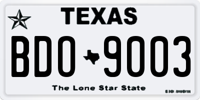 TX license plate BDO9003