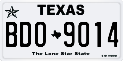 TX license plate BDO9014