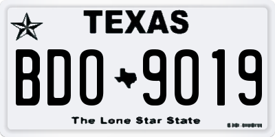 TX license plate BDO9019