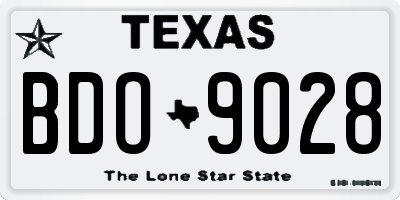 TX license plate BDO9028