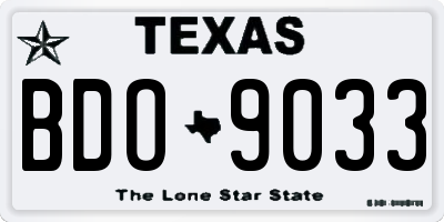 TX license plate BDO9033