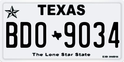 TX license plate BDO9034