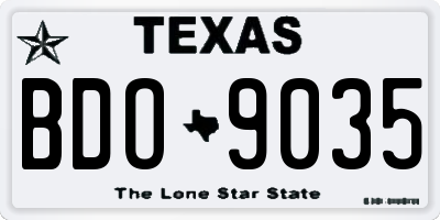 TX license plate BDO9035