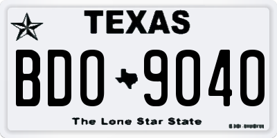 TX license plate BDO9040