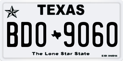 TX license plate BDO9060