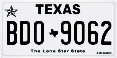 TX license plate BDO9062