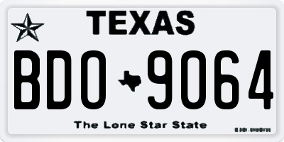 TX license plate BDO9064