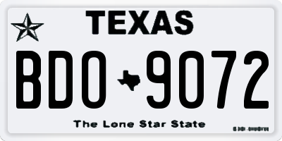 TX license plate BDO9072