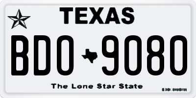 TX license plate BDO9080