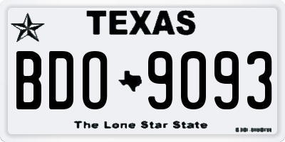 TX license plate BDO9093