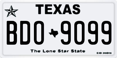 TX license plate BDO9099
