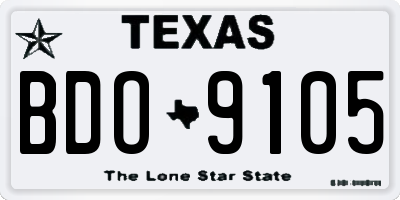 TX license plate BDO9105