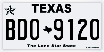 TX license plate BDO9120