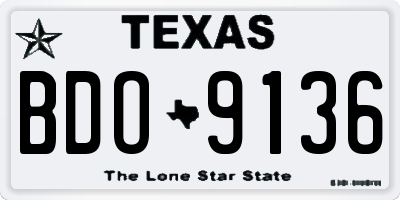 TX license plate BDO9136