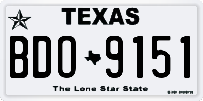 TX license plate BDO9151