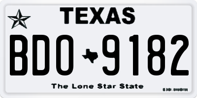 TX license plate BDO9182