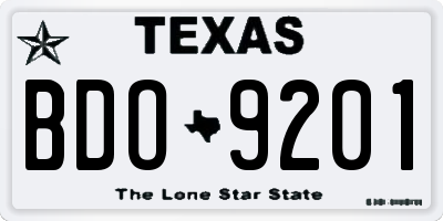 TX license plate BDO9201