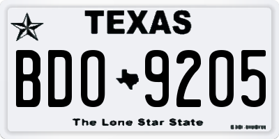 TX license plate BDO9205