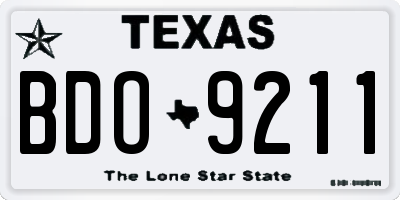 TX license plate BDO9211