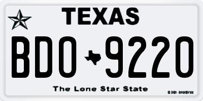 TX license plate BDO9220