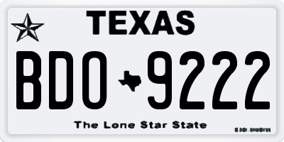 TX license plate BDO9222