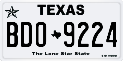 TX license plate BDO9224