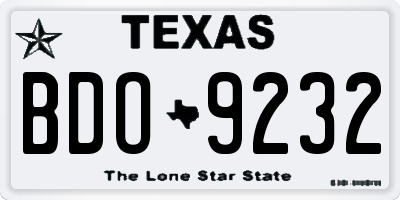 TX license plate BDO9232