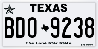 TX license plate BDO9238