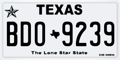TX license plate BDO9239