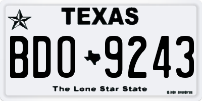TX license plate BDO9243