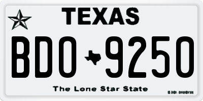 TX license plate BDO9250