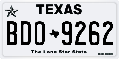 TX license plate BDO9262