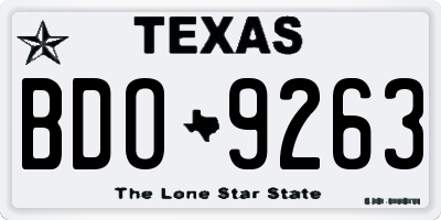 TX license plate BDO9263