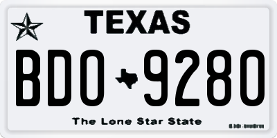 TX license plate BDO9280