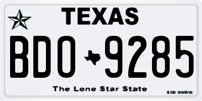 TX license plate BDO9285