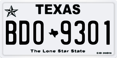 TX license plate BDO9301