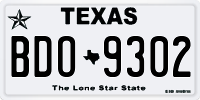 TX license plate BDO9302
