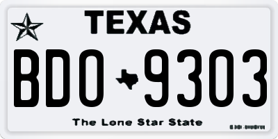 TX license plate BDO9303