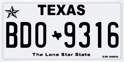 TX license plate BDO9316