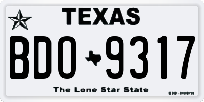 TX license plate BDO9317