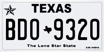 TX license plate BDO9320